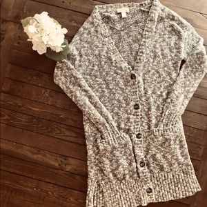 Loft Size Small Petite Gray Long Cardigan Sweater